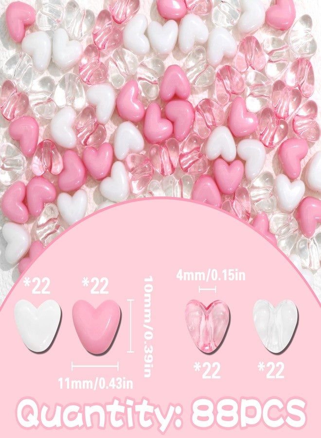VENOFEN 88PCS Pink White Hair Beads for Braids Lovely Heart Shape Loc Dreadlock Bead Accessories Cute Acrylic Small Pony Beads for Kids Girls - Image 4